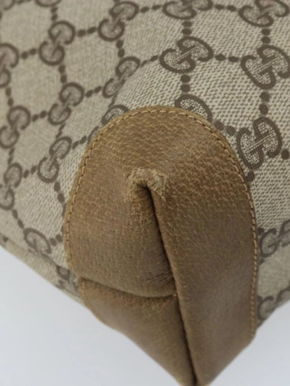 GUCCI GG Supreme Tote Bag PVC Beige Gold Auth gh1804 - Picture 11 of 15